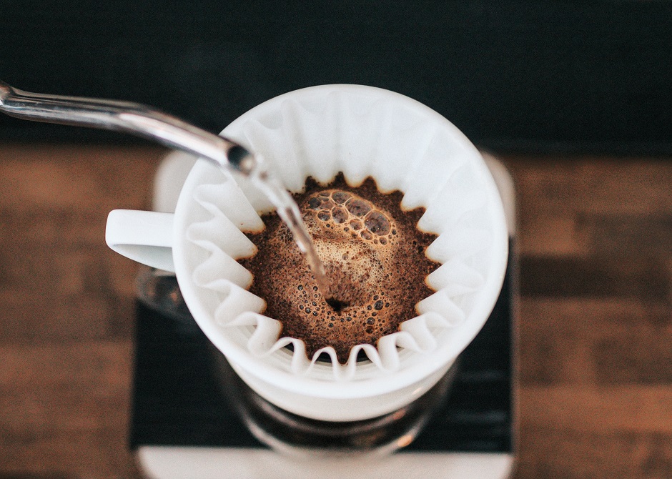 Water being poured on coffee
