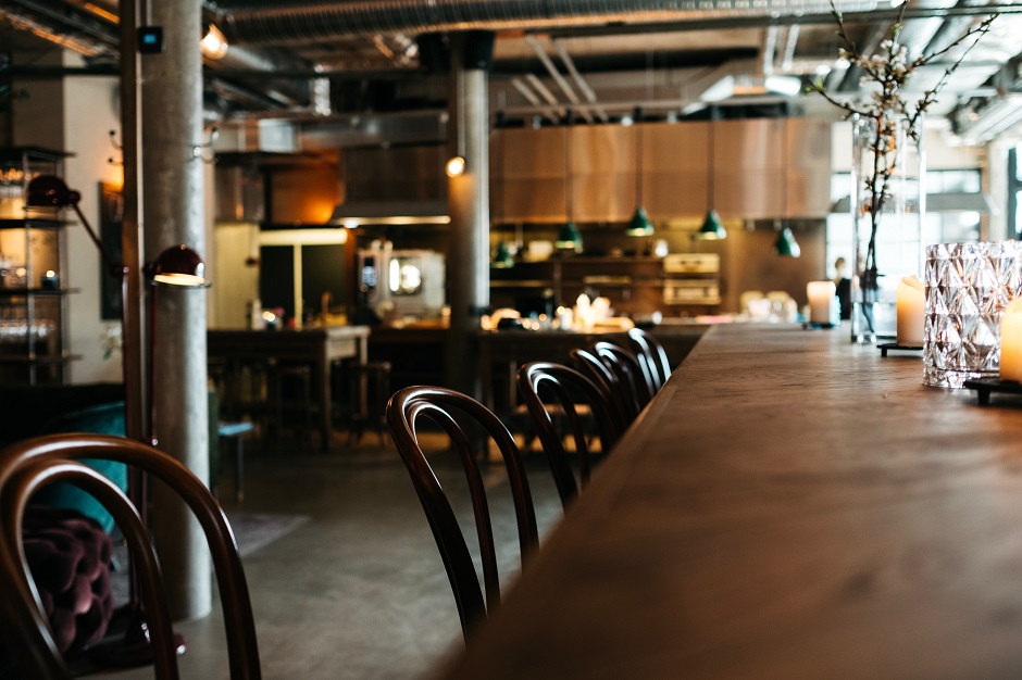 empty coffee shop with chairs and tables